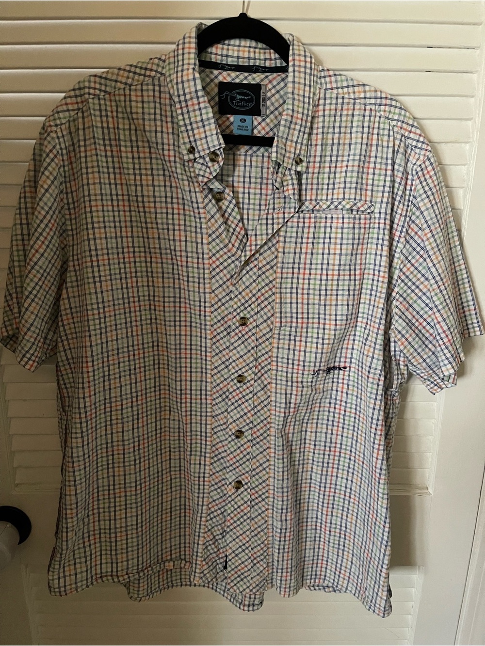 Trueflies Multicolor Plaid Short-Sleeve Button-Down Shirt